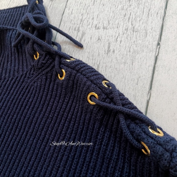 J.Crew navy lace up mock neck tunic sweater *shop@iamwarrior - Picture 4 of 8